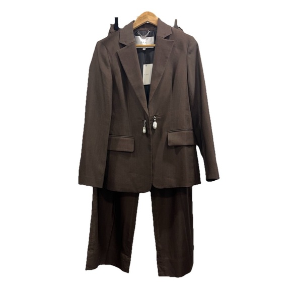 A.L.C. Tommy II Soft Suiting Pants Brown Size 4 Wide Leg Trousers Office NWT - Picture 4 of 14